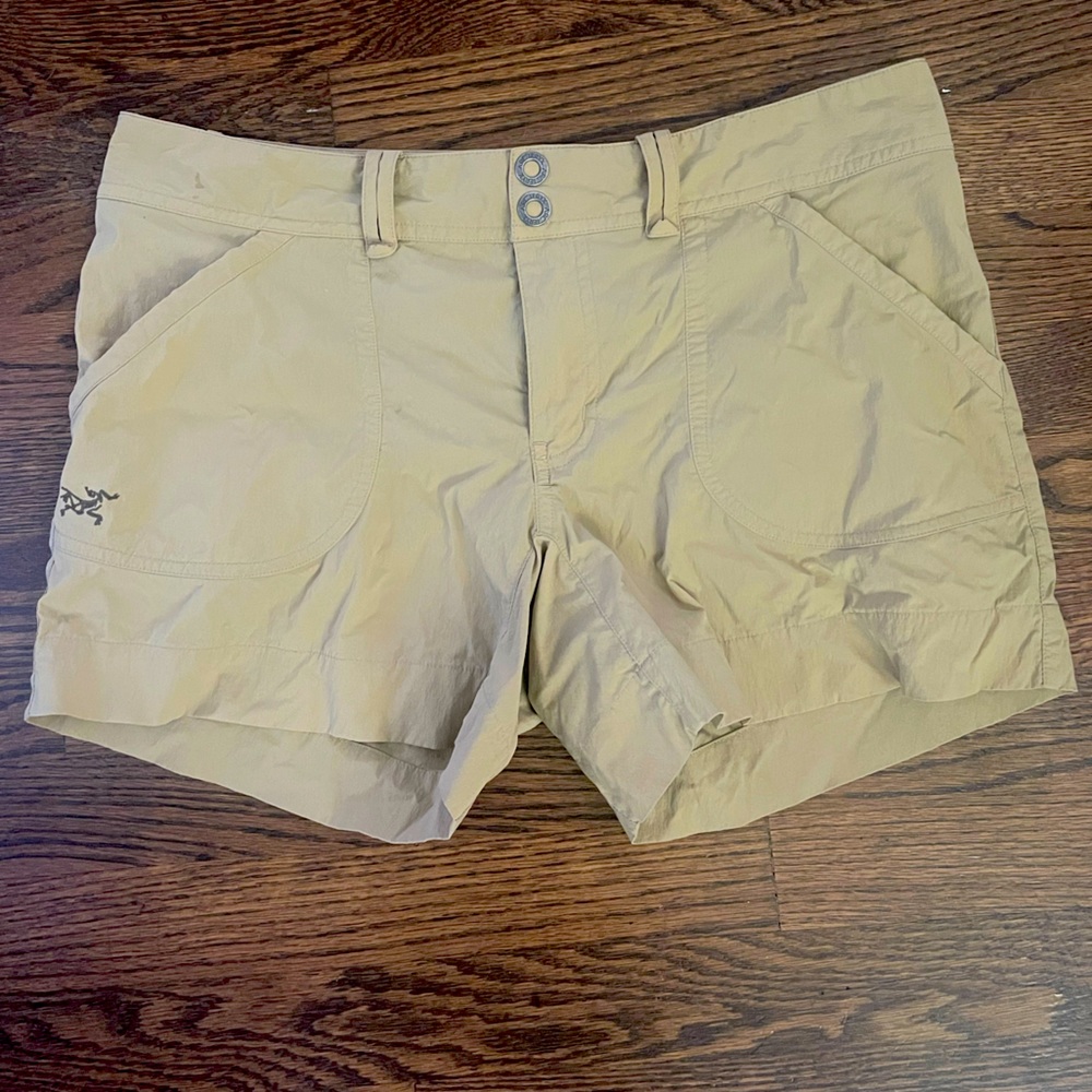 Khaki Arcteryx shorts